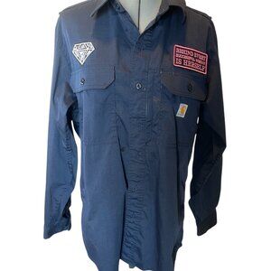 UPCYCLED - Carhartt Rugged Flex Long Sleeve Work Shirt - Navy Blue